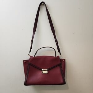 Michael Kors Whitney Leather Satchel Handbag Brown Gold Hardware Excellent Cond